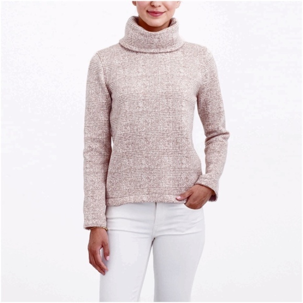 J. Crew Brown Plaid Mock Neck Pullover Sweater